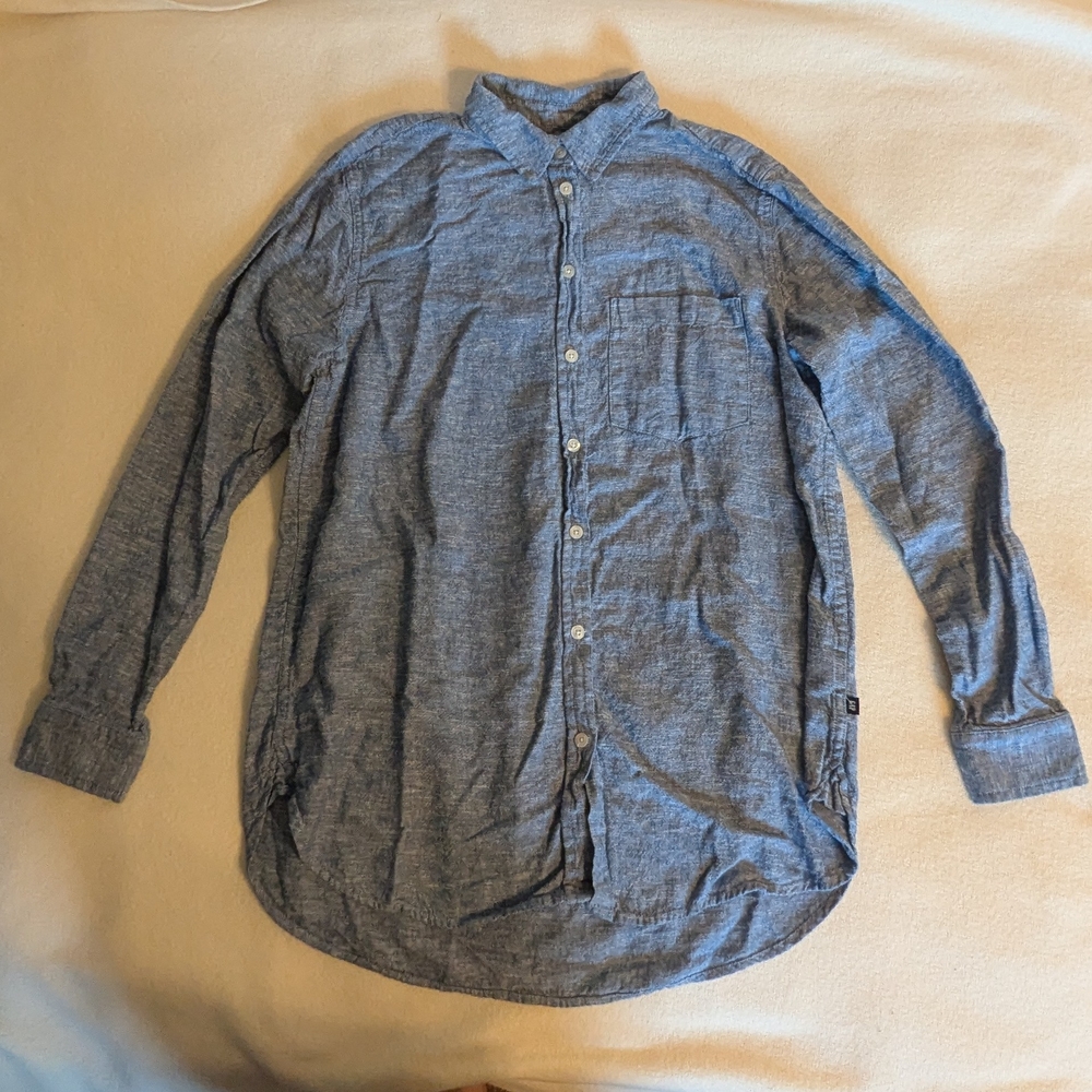 GAP Women's Denim Blue Button-Down Shirt